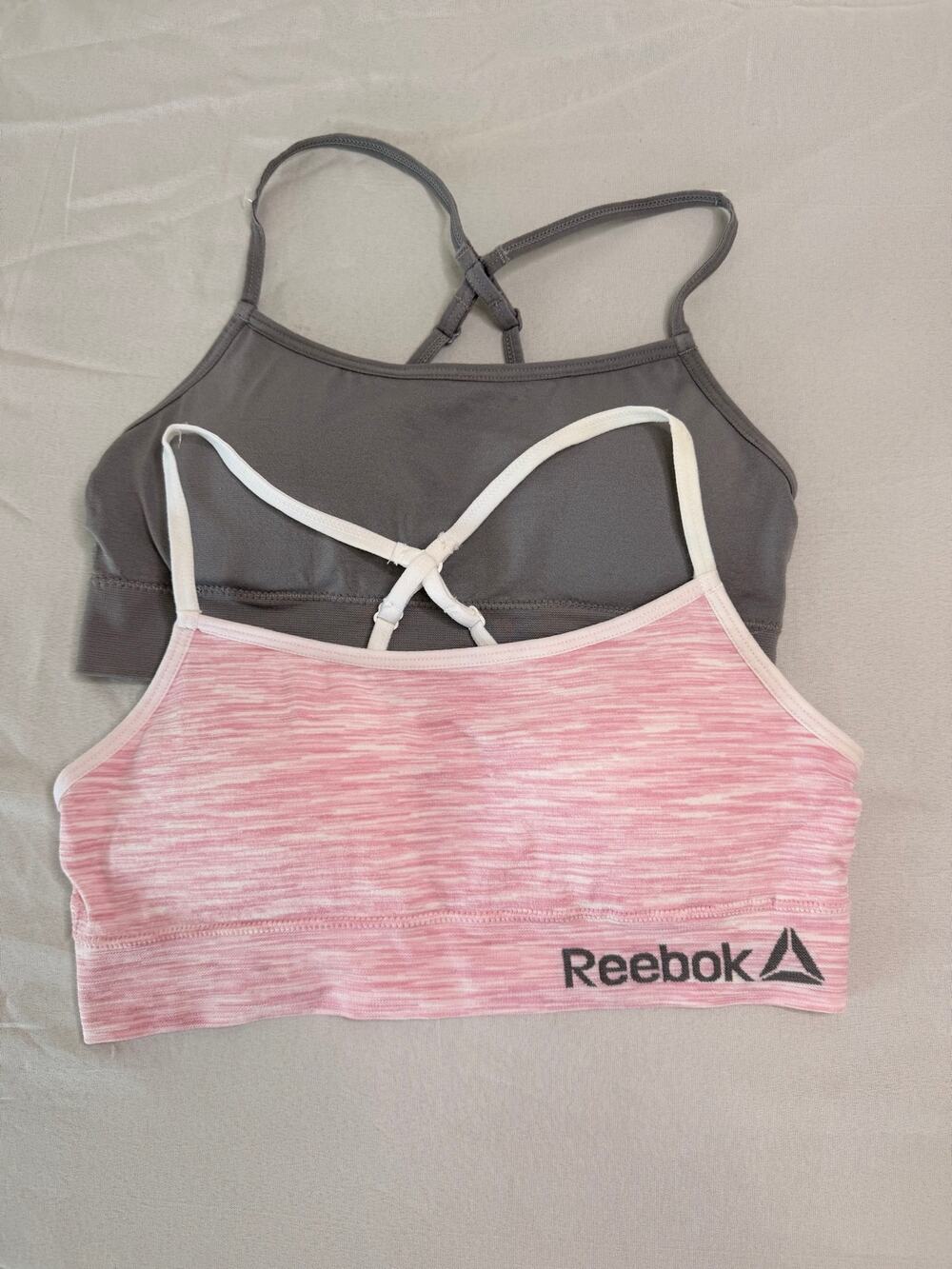 Reebok Girls Seamless Bralette Bra Lot of 2 Pink Gray L 12-14 NWOT Racerback